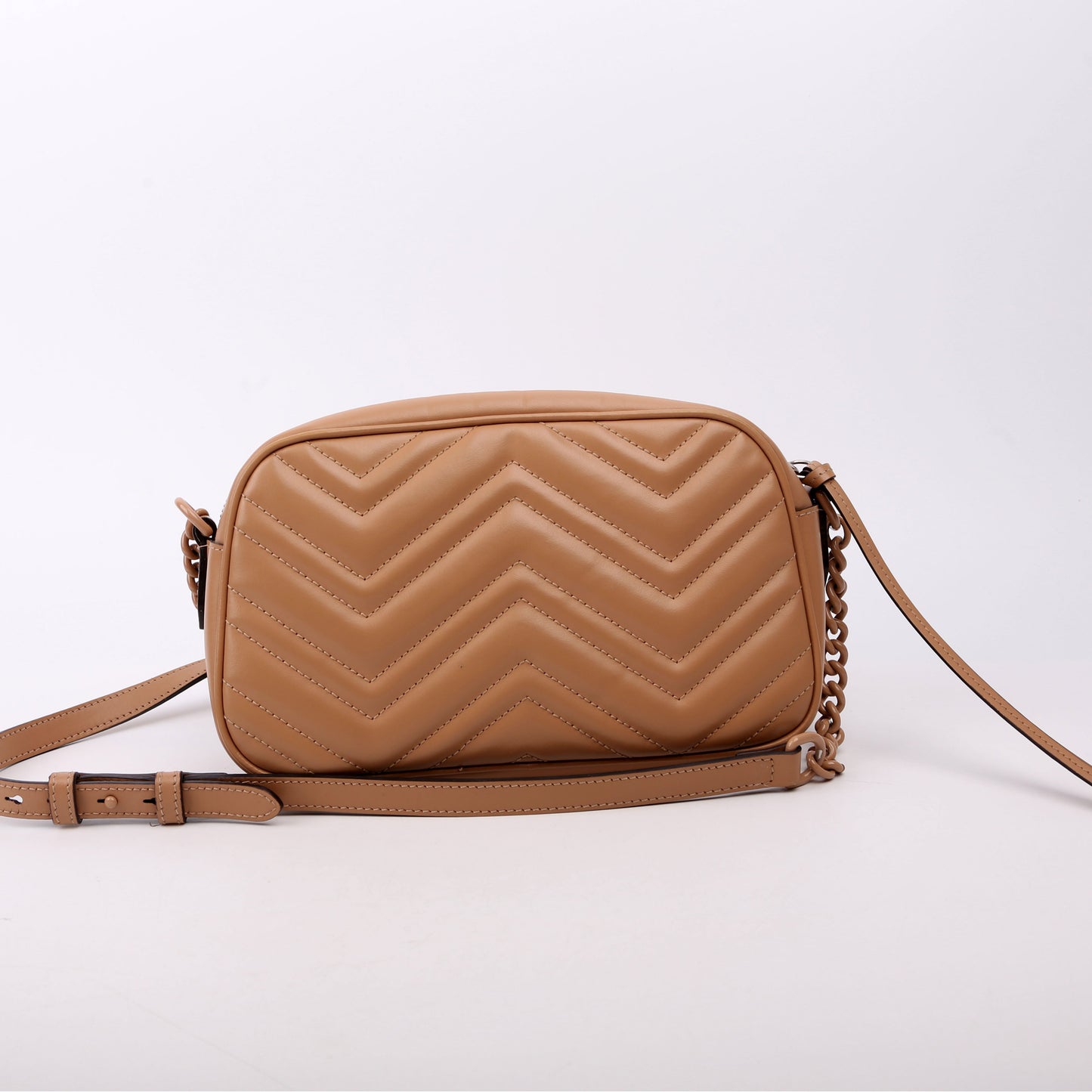 Gucci Marmont Camera Leather Tan Small Travel Bag