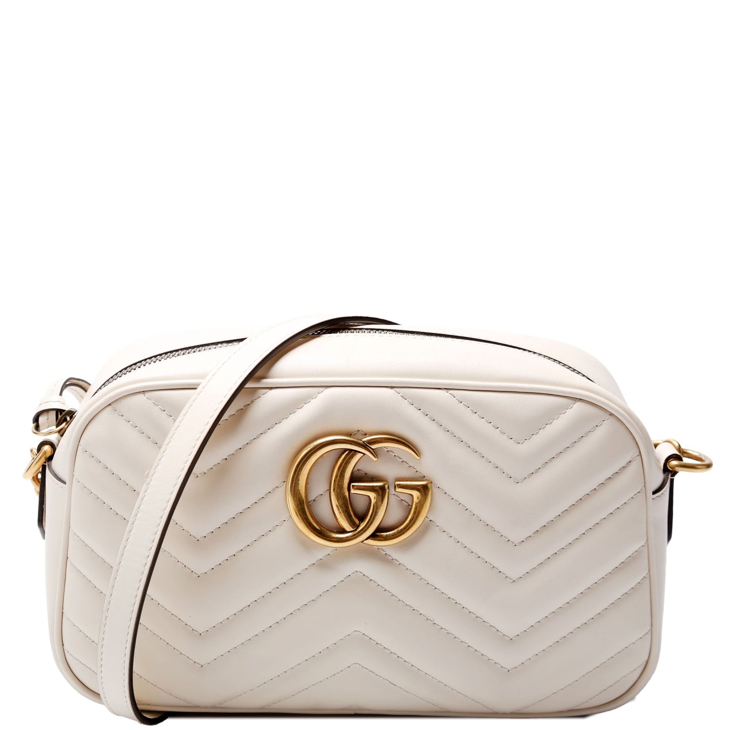 Gucci Marmont Camera Leather White Small Travel Bag White 1
