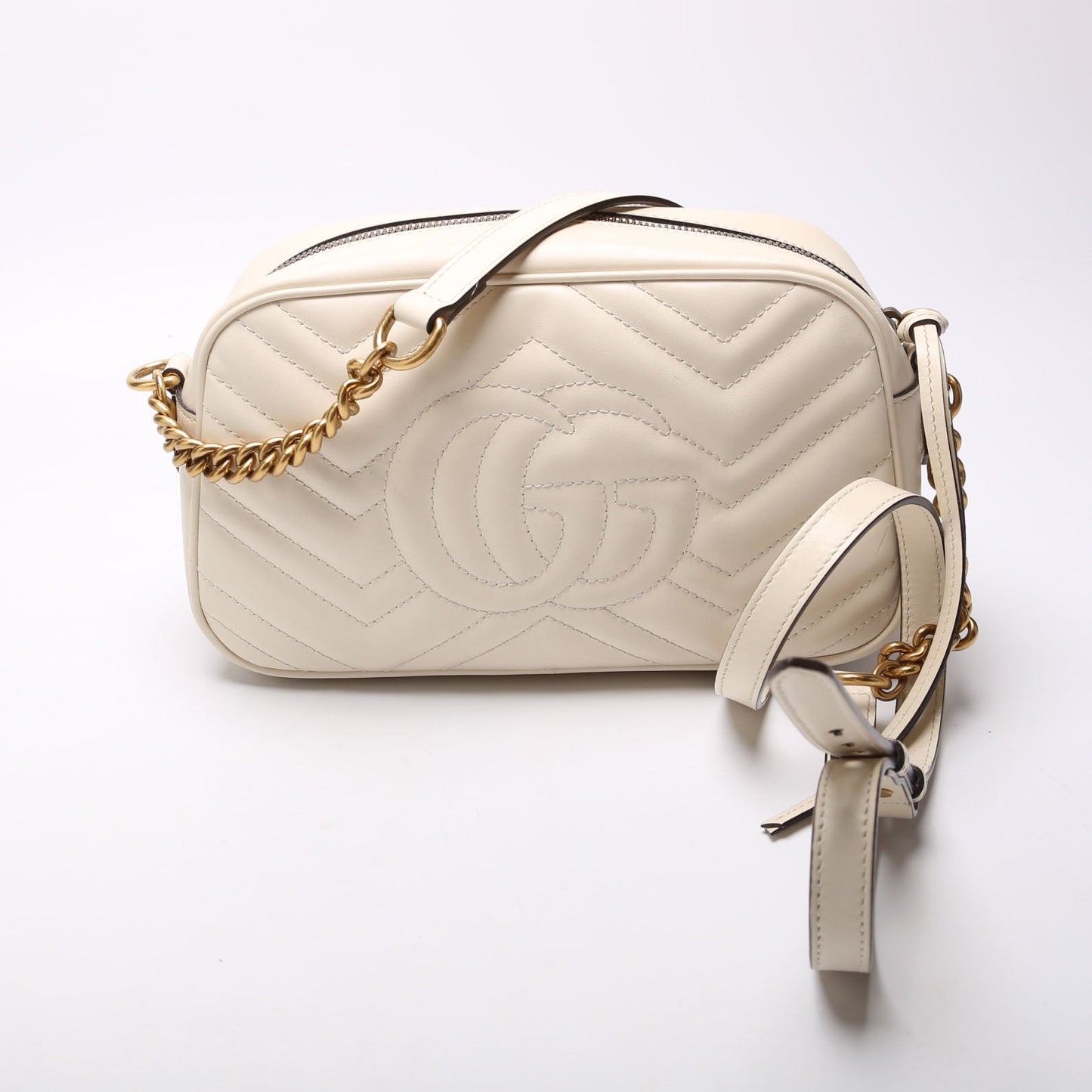 Gucci Marmont Camera Leather White Small Travel Bag White 1