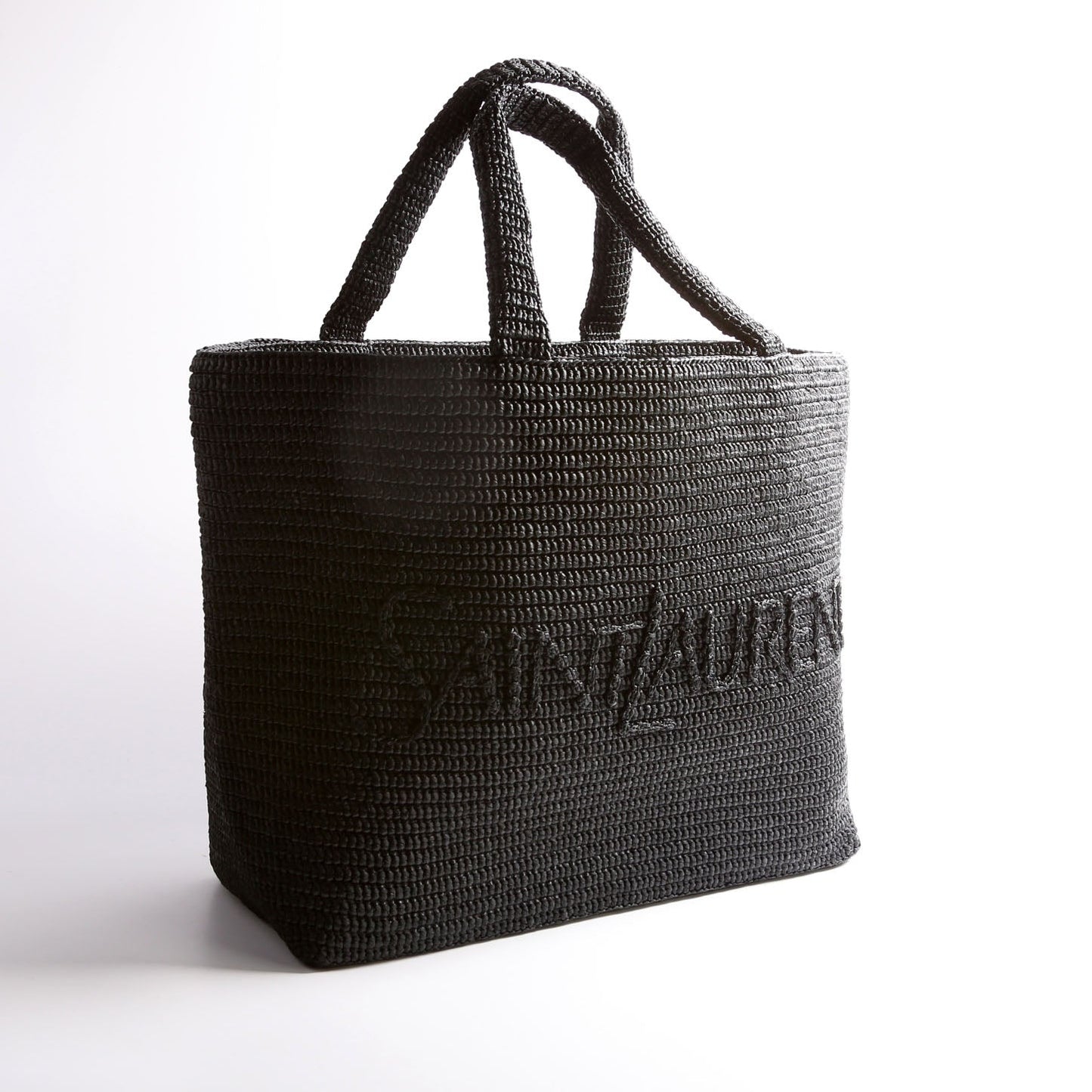YSL Saint Laurent Saint Laurent Tonal Tote Bag Raffia Black