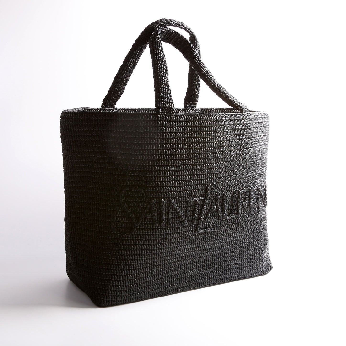 YSL Saint Laurent Saint Laurent Tonal Tote Bag Raffia Black