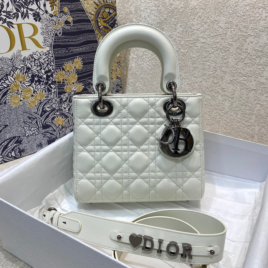 Lady Hardware Cd White Silver Small Crossbody Bag