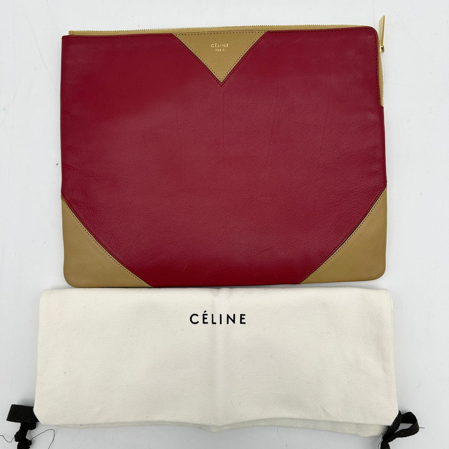 Luxury Bi Color Large Coeur Clutch Handbag Leather Beige Clutch Bag