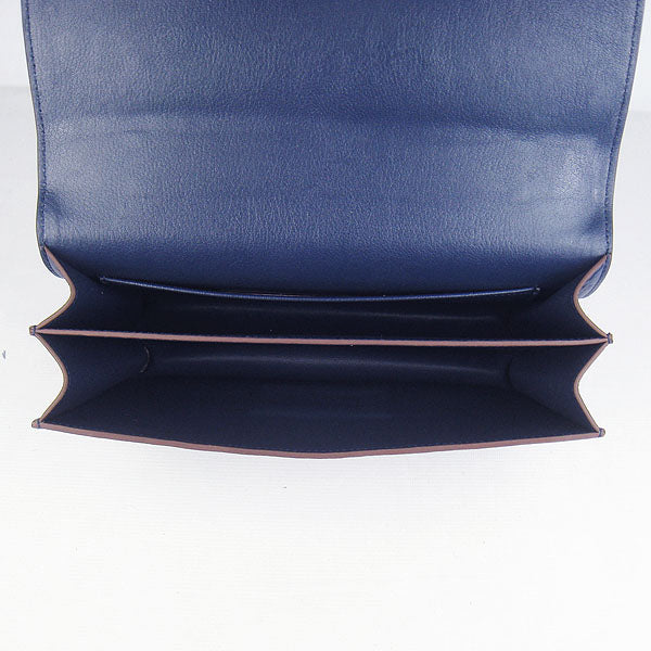 Hermes Luxury Calf Message Bag H Dark Leather Blue Travel Bag