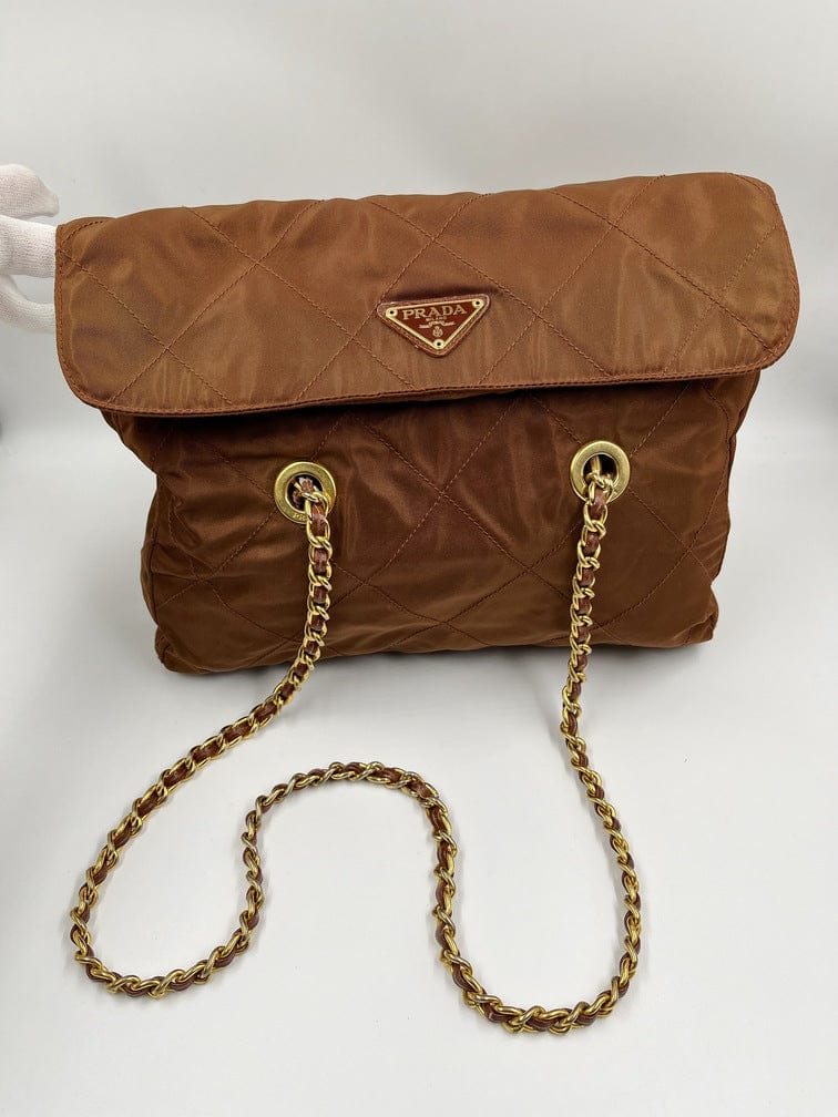 Prada Tote With Handle Nylon Chain Tote Bag Chain Handle 6