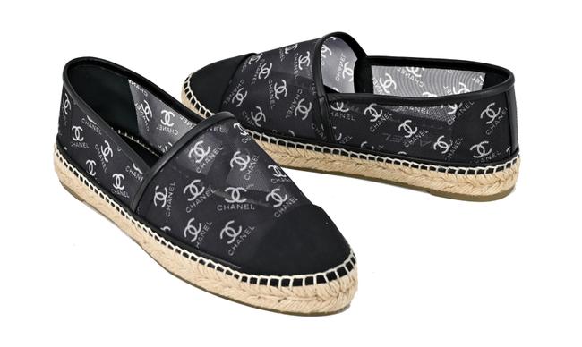 Chanel Grosgrain Logo Mesh Espadrille Women Shoes