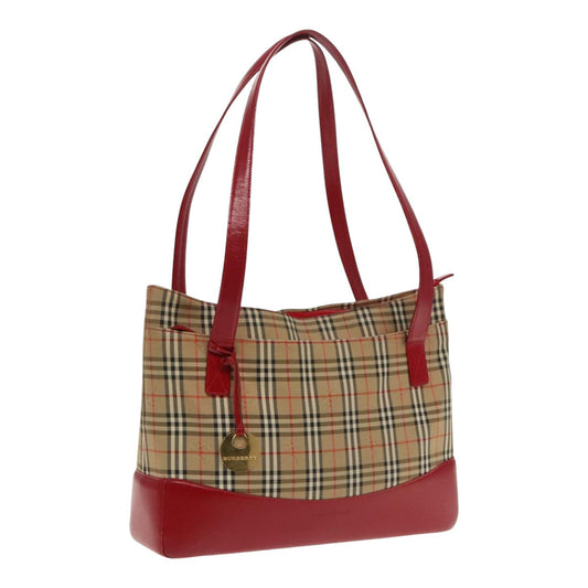 Burberry Nova Check Tote Bag Canvas Red