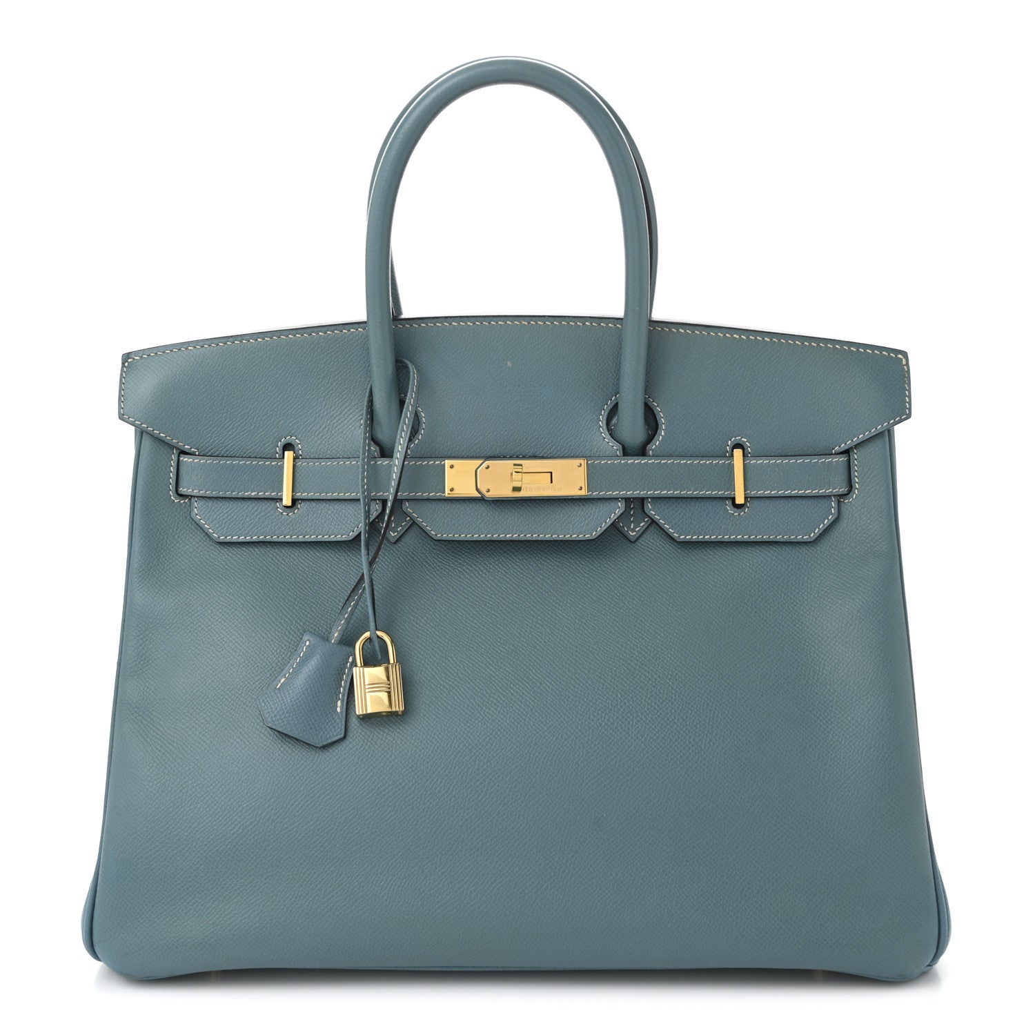 Hermes Courchevel Birkin Jean Handbag Blue Travel Bag