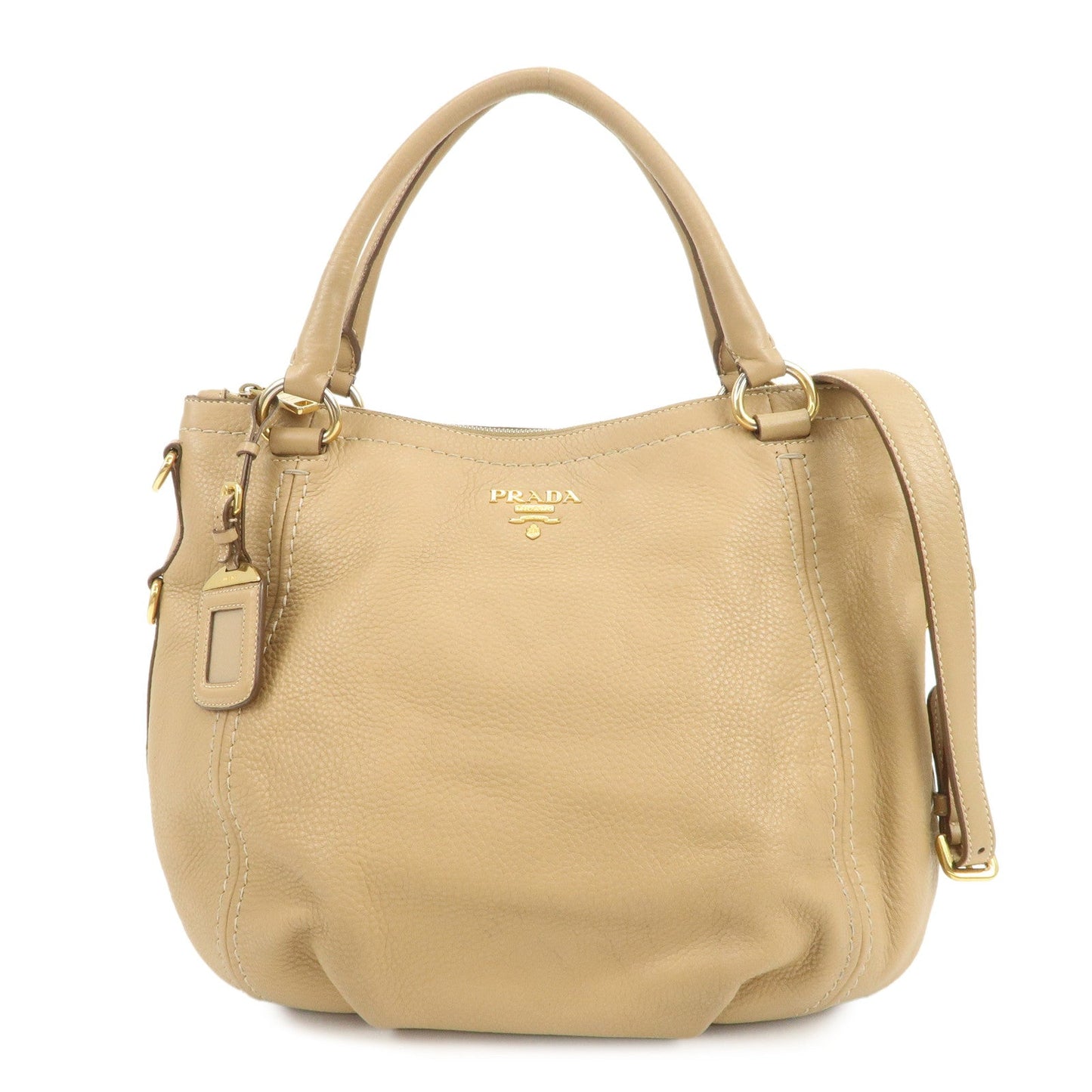 Shoulder Bag 2Way Bag Hand Bag Camel Leather Logo