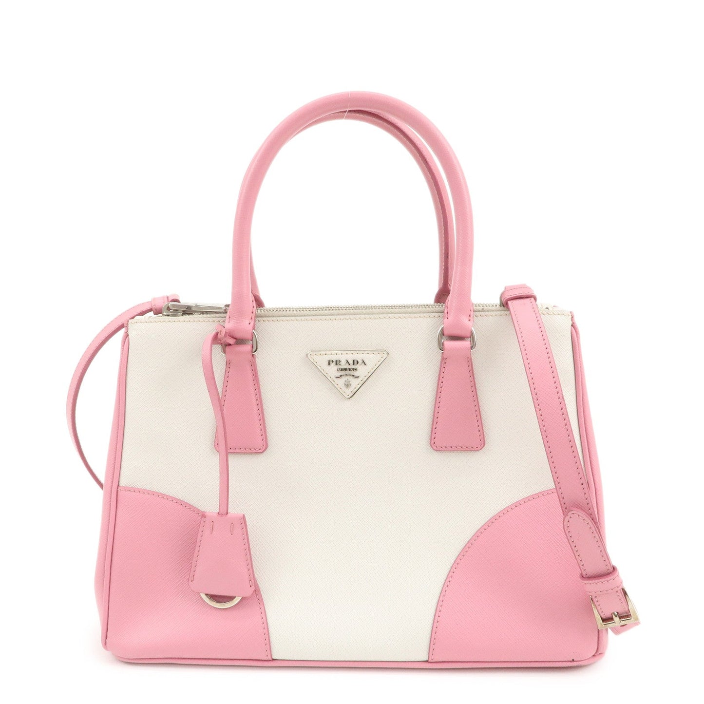 Triangle 2Way Bag Leather Saffiano Pink Handbag