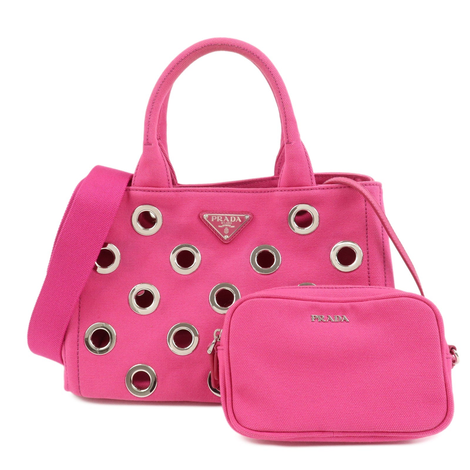 Bag Grommet Canapa 2Way Bag Hand Bag Canvas Pink Mini Mini Bag