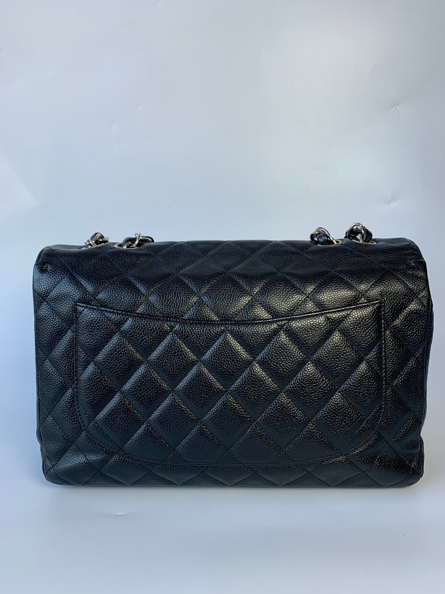 Chanel Classic Flap Jumbo Caviar Black Leather Handbag