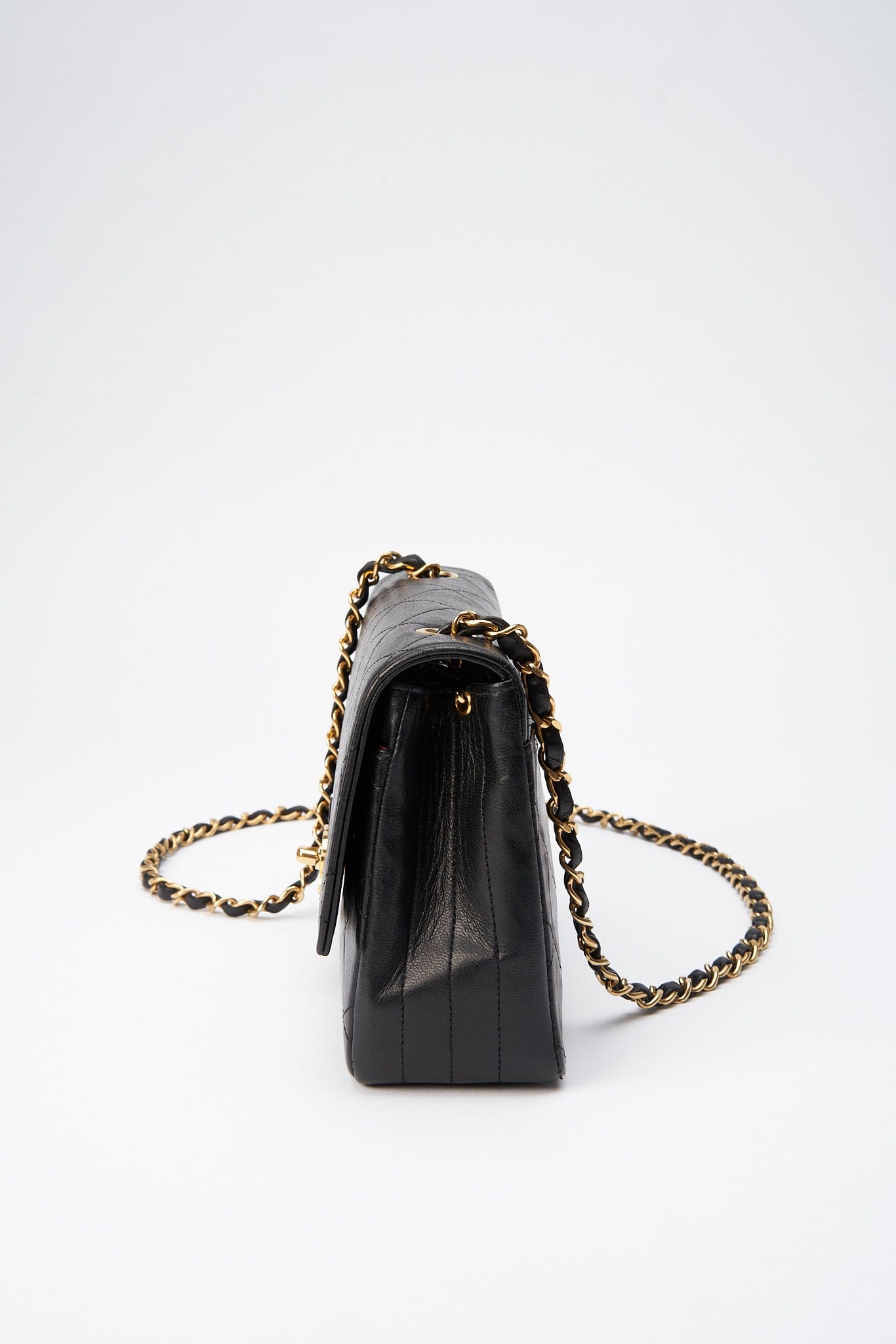 Chanel   Black Single Flap with 24k gold plated hardware and V design