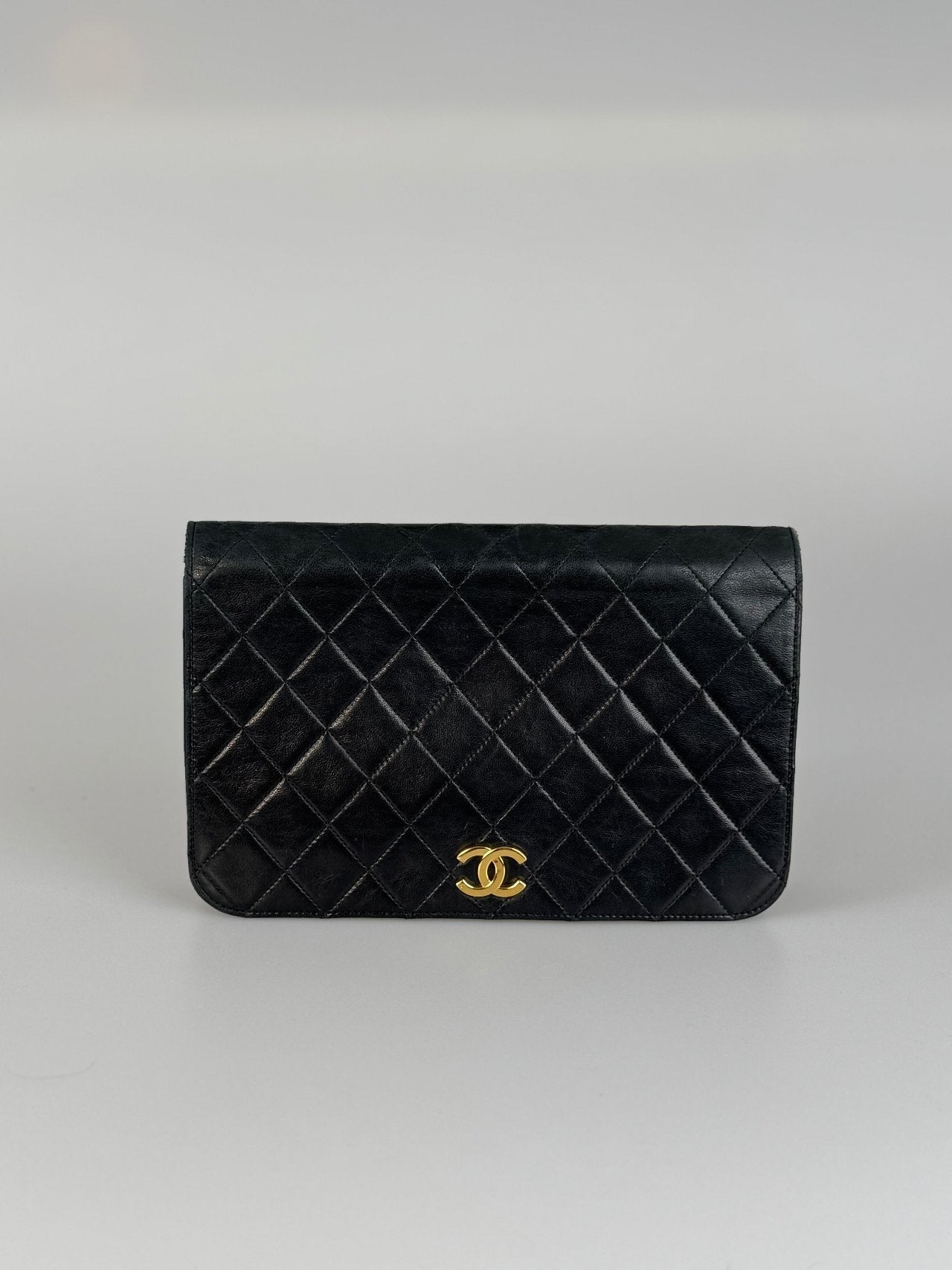 Chanel   Matelassé Lambskin Shoulder Bag in Black with 24 k gold hardware
