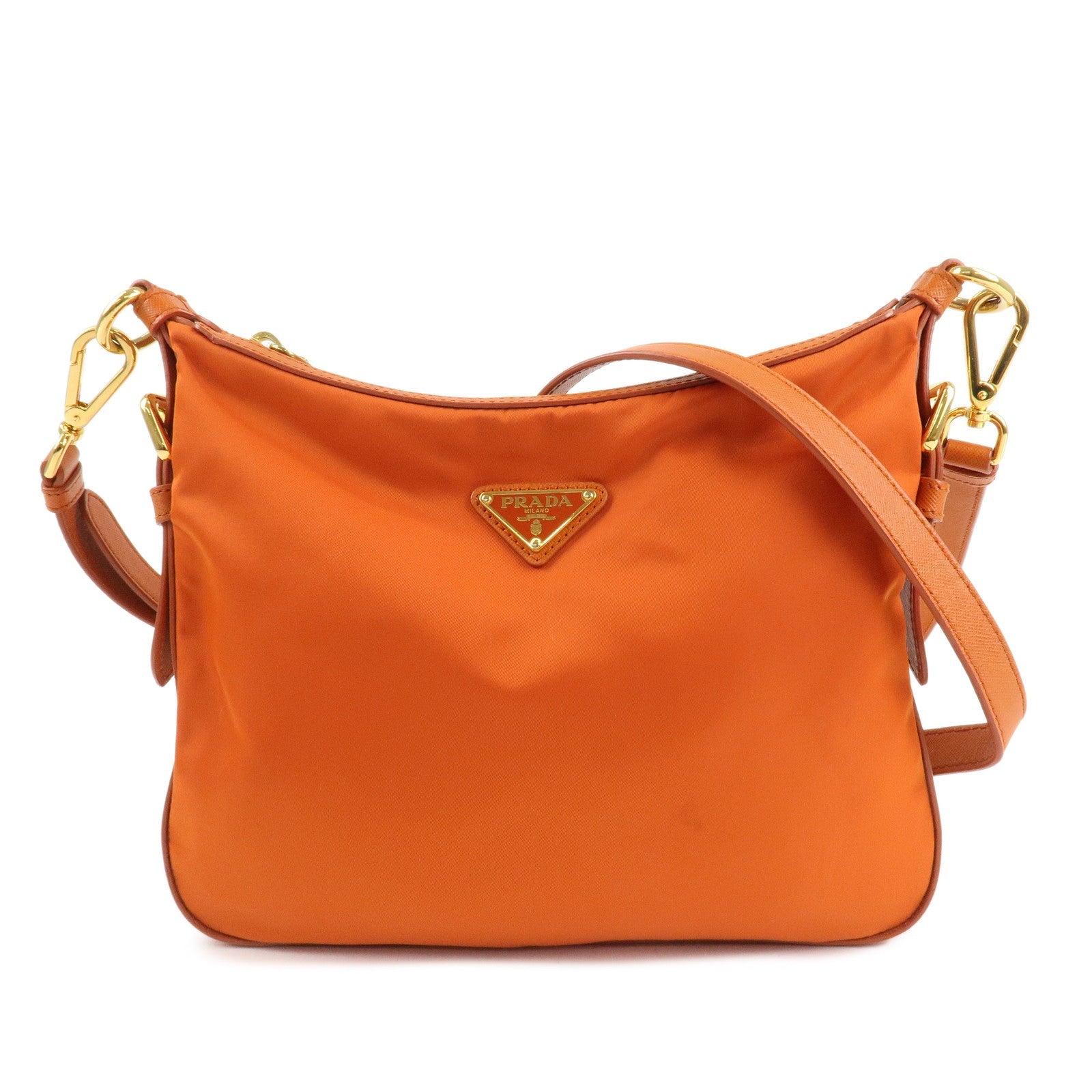 Shoulder Bag Triangle 2Way d Leather Nylon Orange