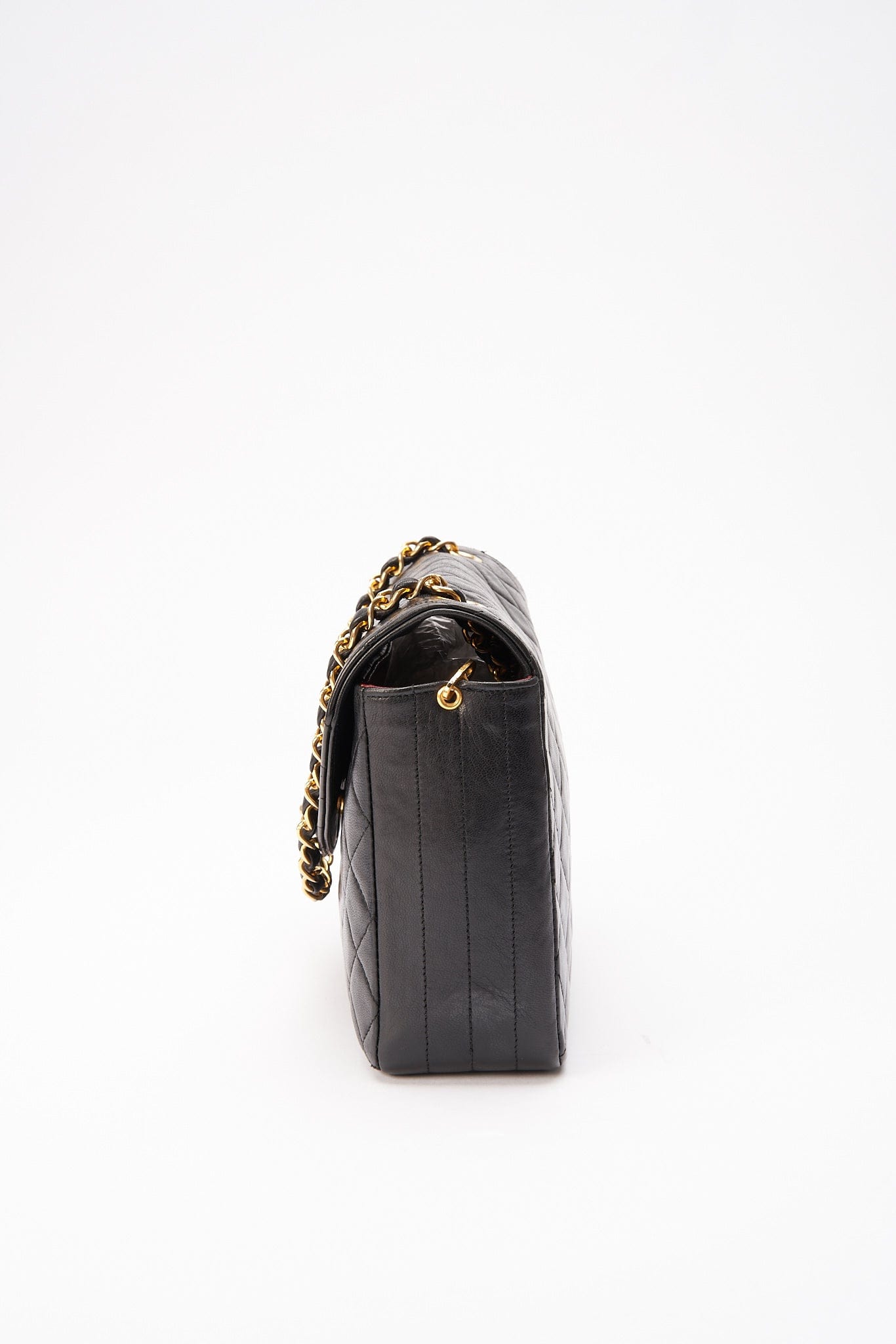 Chanel   Black Single Flap with 24k gold plated hardware