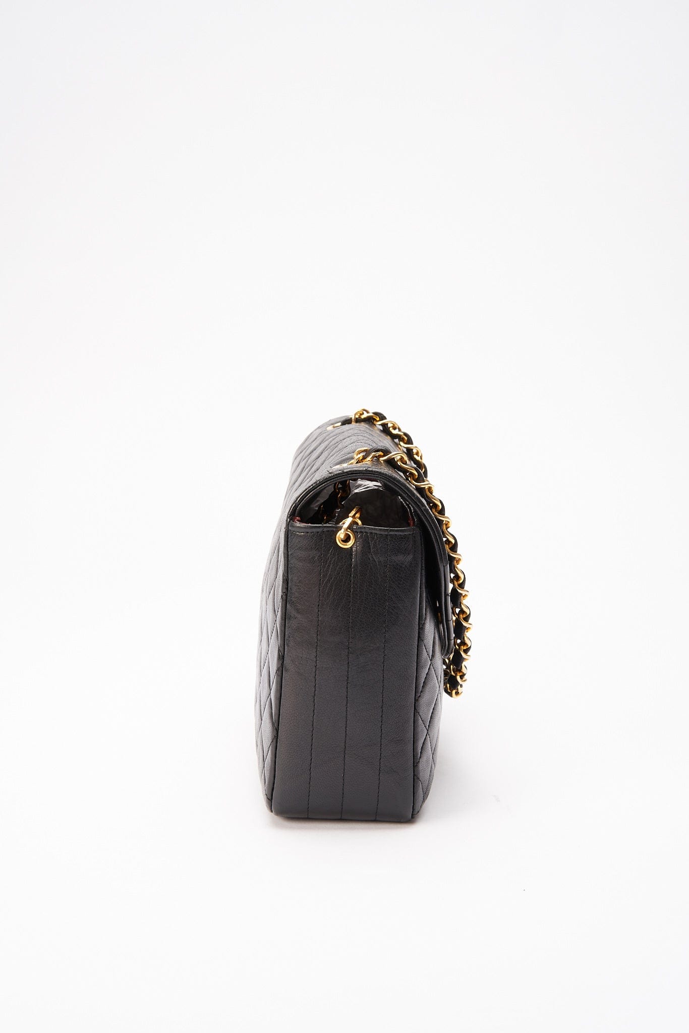 Chanel   Black Single Flap with 24k gold plated hardware