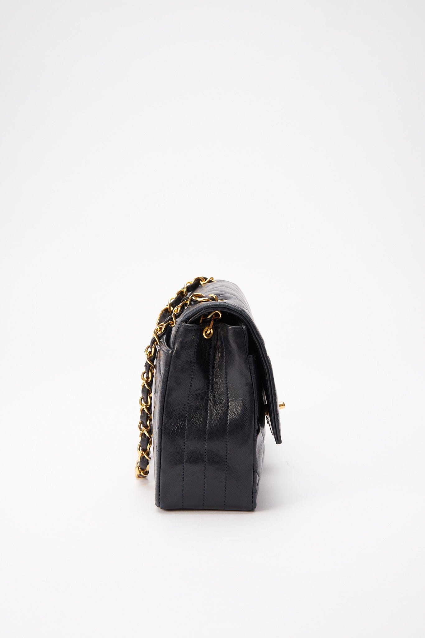Chanel Single Flap Crossbody with 24K Gold Plated Hardware - Navy