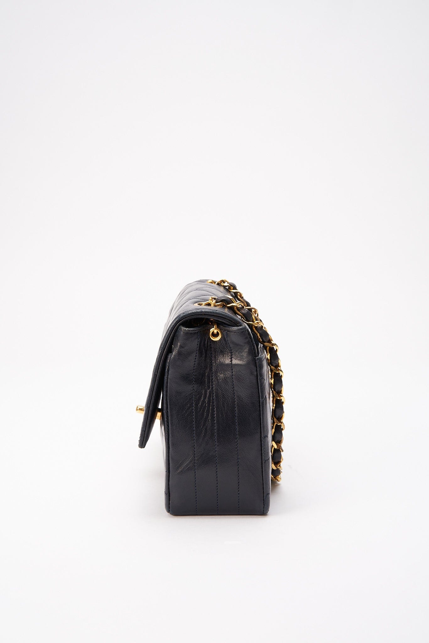 Chanel Single Flap Crossbody with 24K Gold Plated Hardware - Navy