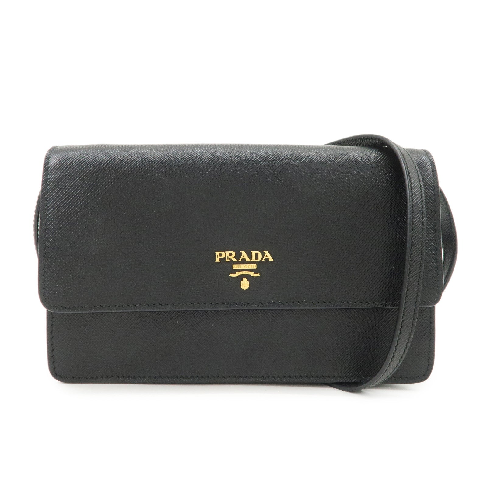 Shoulder Bag Shoulder Wallet Leather Saffiano Black
