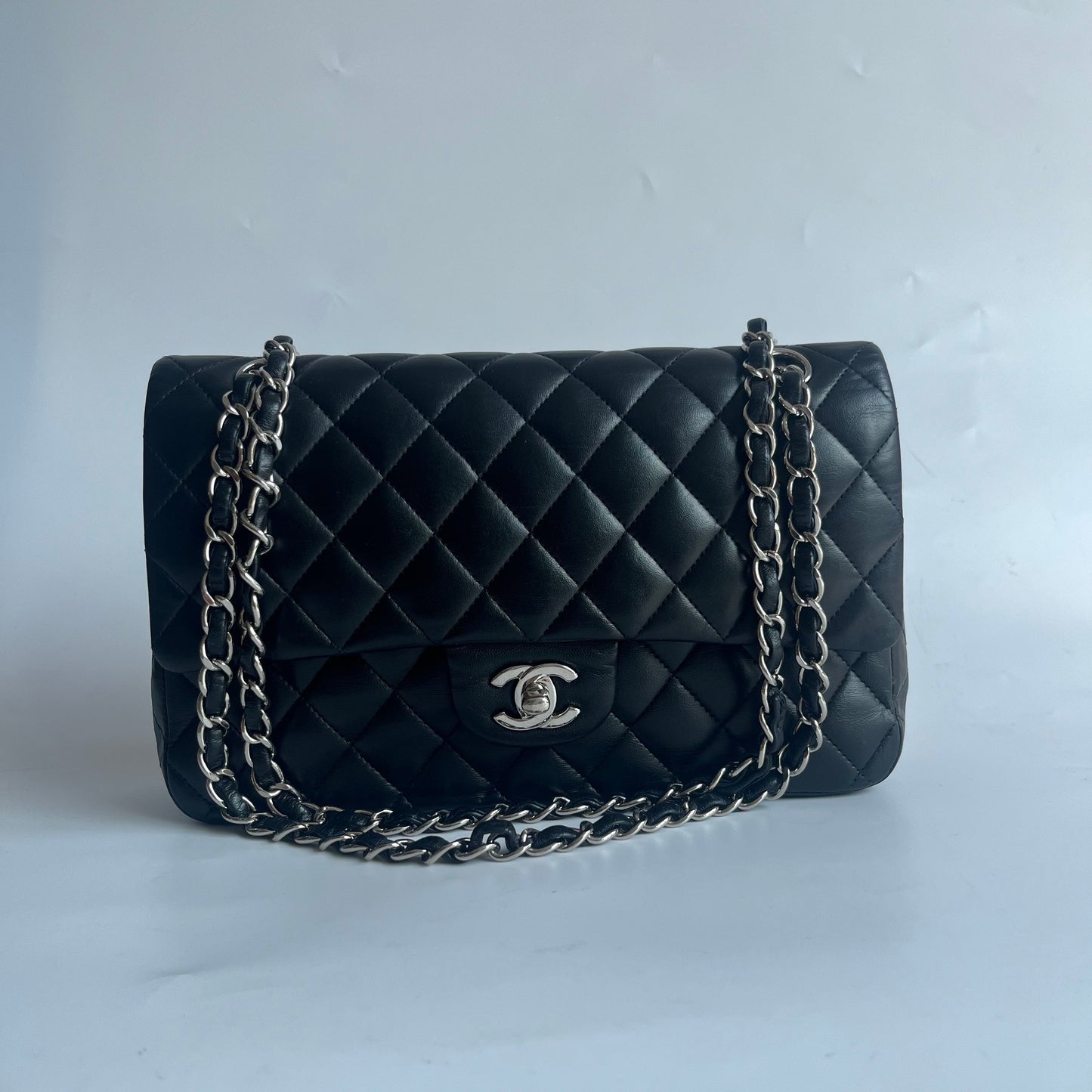 Chanel Timeless Classic Flap Lambskin Hardware Black Silver Leather Handbag Hardware 1