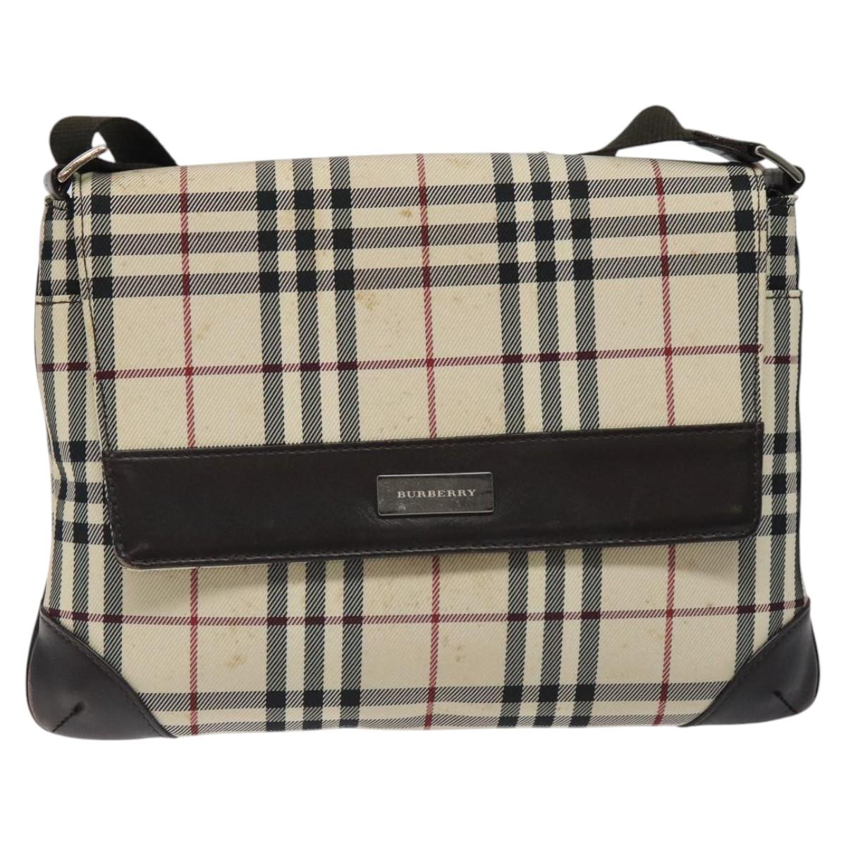 Burberry Nova Check Synthetic Shoulder Bag Beige