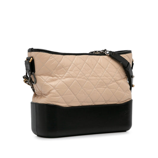 Beige Chanel Medium Bicolor Lambskin Gabrielle Crossbody