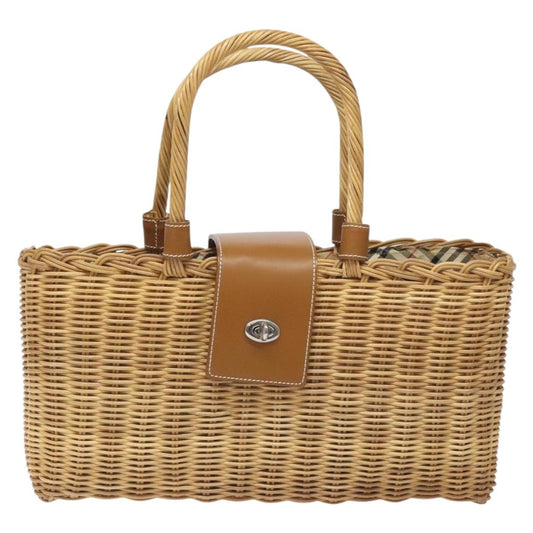 Burberry Tote Bag Wicker Brown Beige