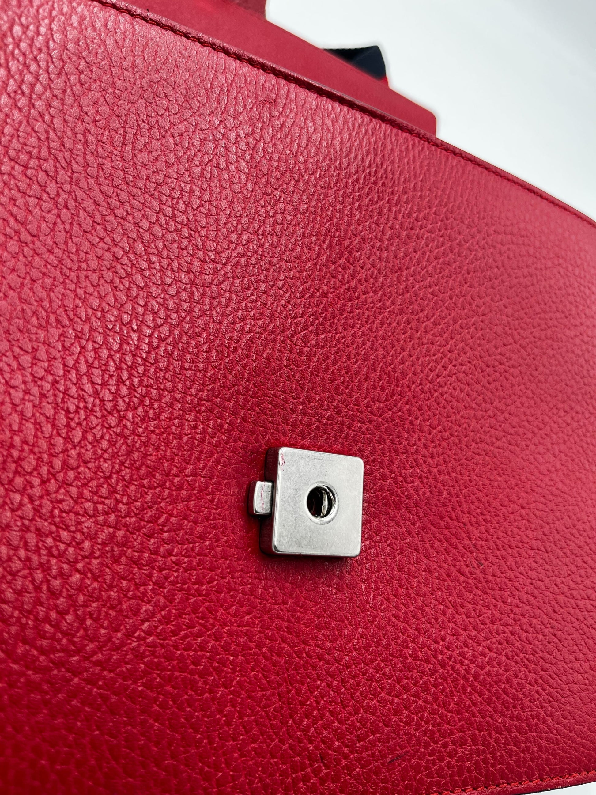 Gucci Dionysus Bamboo Top Handle Bag Leather Red Leather Handbag