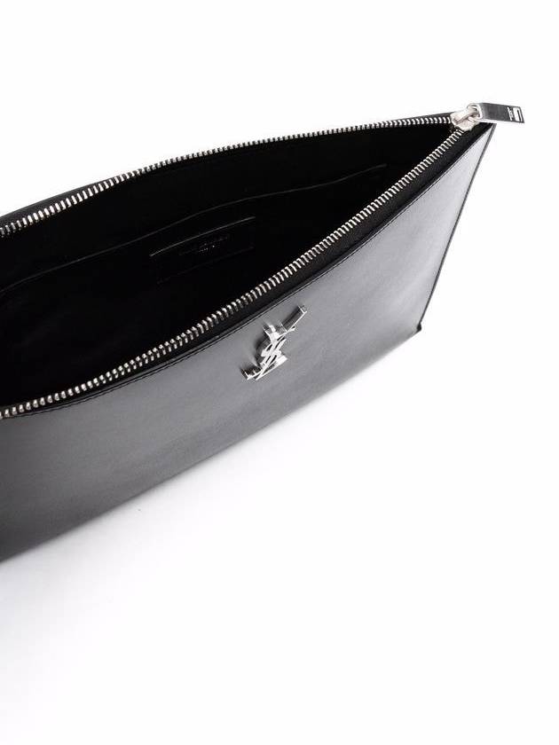 YSL Saint Laurent Luxury Trending Clutch Bag Monogram Black Silver
