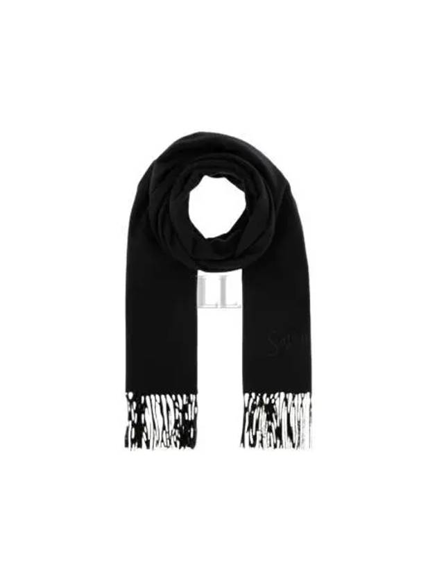 YSL Saint Laurent Luxury Trending Cashmere Muffler Handbag Black Logo Embroidered Travel Bag 3Y201 1060 4
