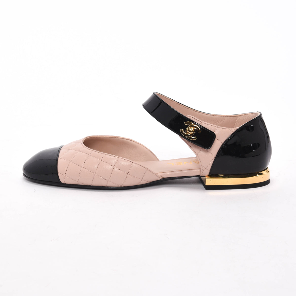 Chanel Pink Quilted Lambskin Turnlock Mary Jane Flats 37.5 Bag