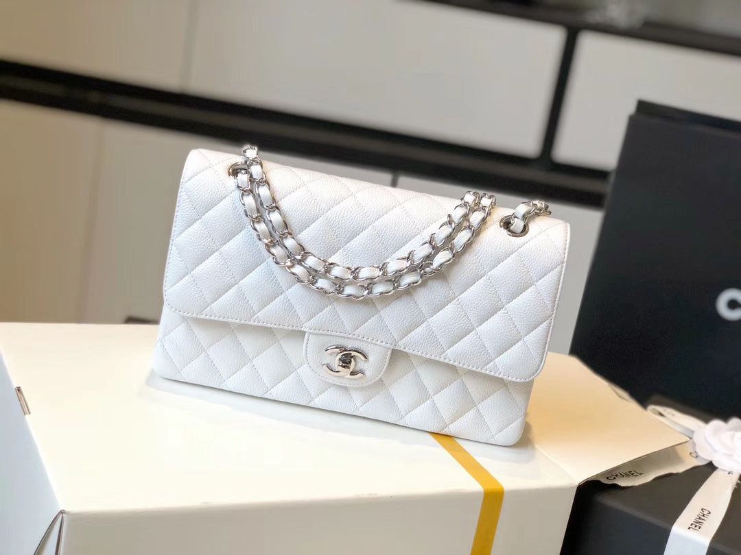 Chanel Classic Metop Qualityum Top Qualityapbag Hardware White Silver Travel Bag