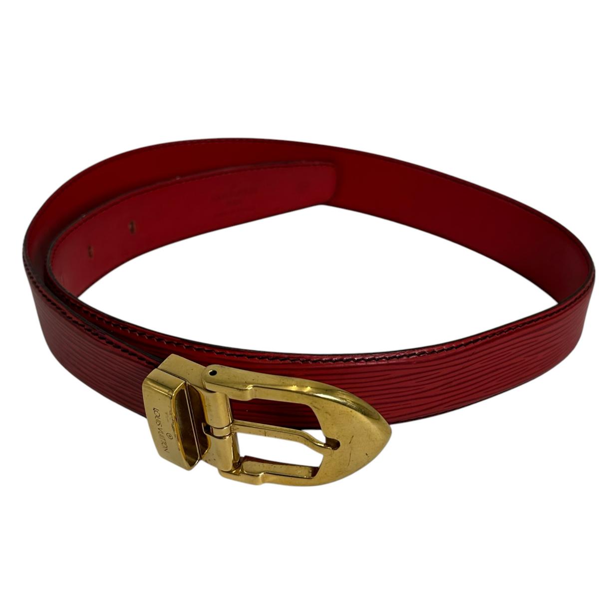 Louis Vuitton R15007 Epi Saintur Classic Leather Red Belt