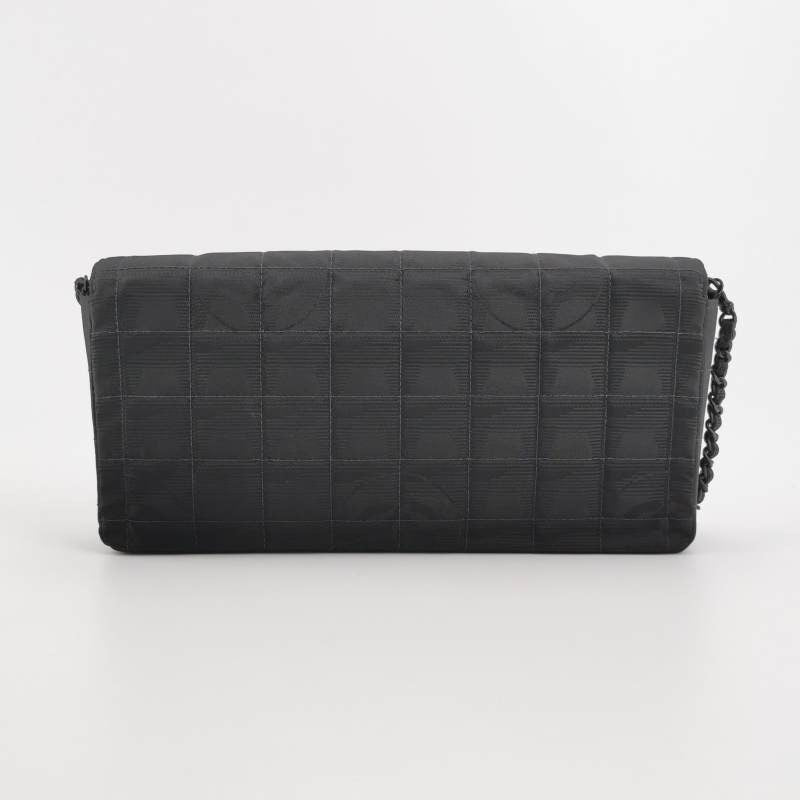 Chanel East West Chocolate Bar Hardware Black Silver Leather Handbag Silver Hardware