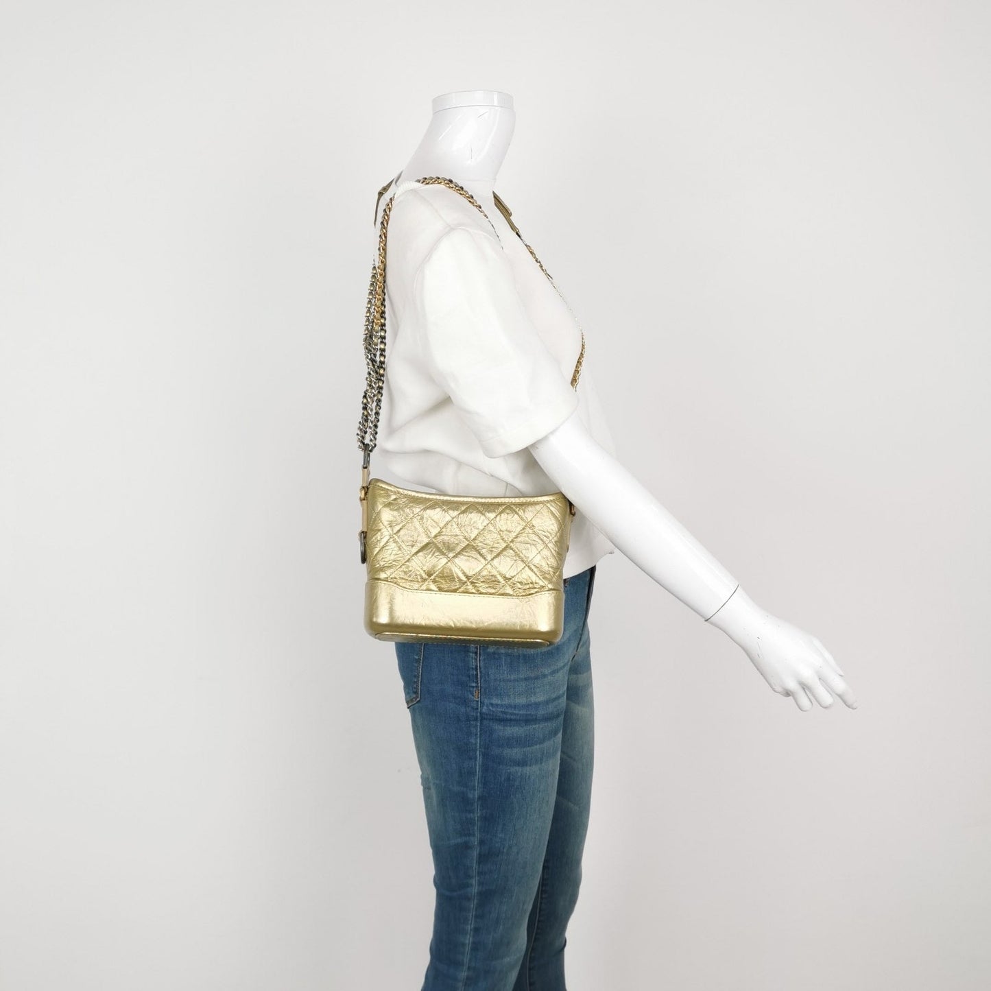 Chanel Gabrielle Hobo Gold Small Leather Crossbody Bag