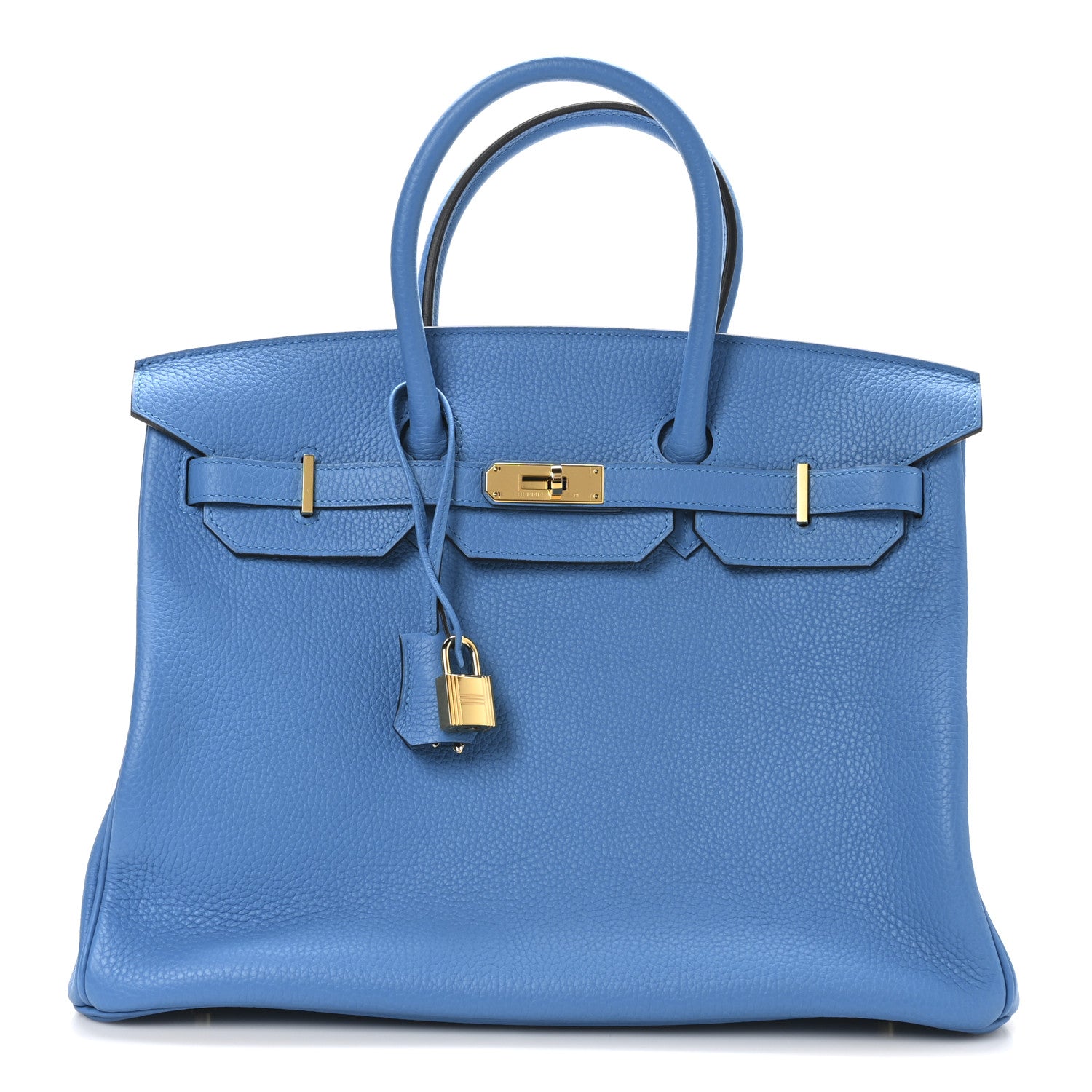 Hermes Taurillon Clemence Birkin Bleu Zanzibar Handbag Travel Bag