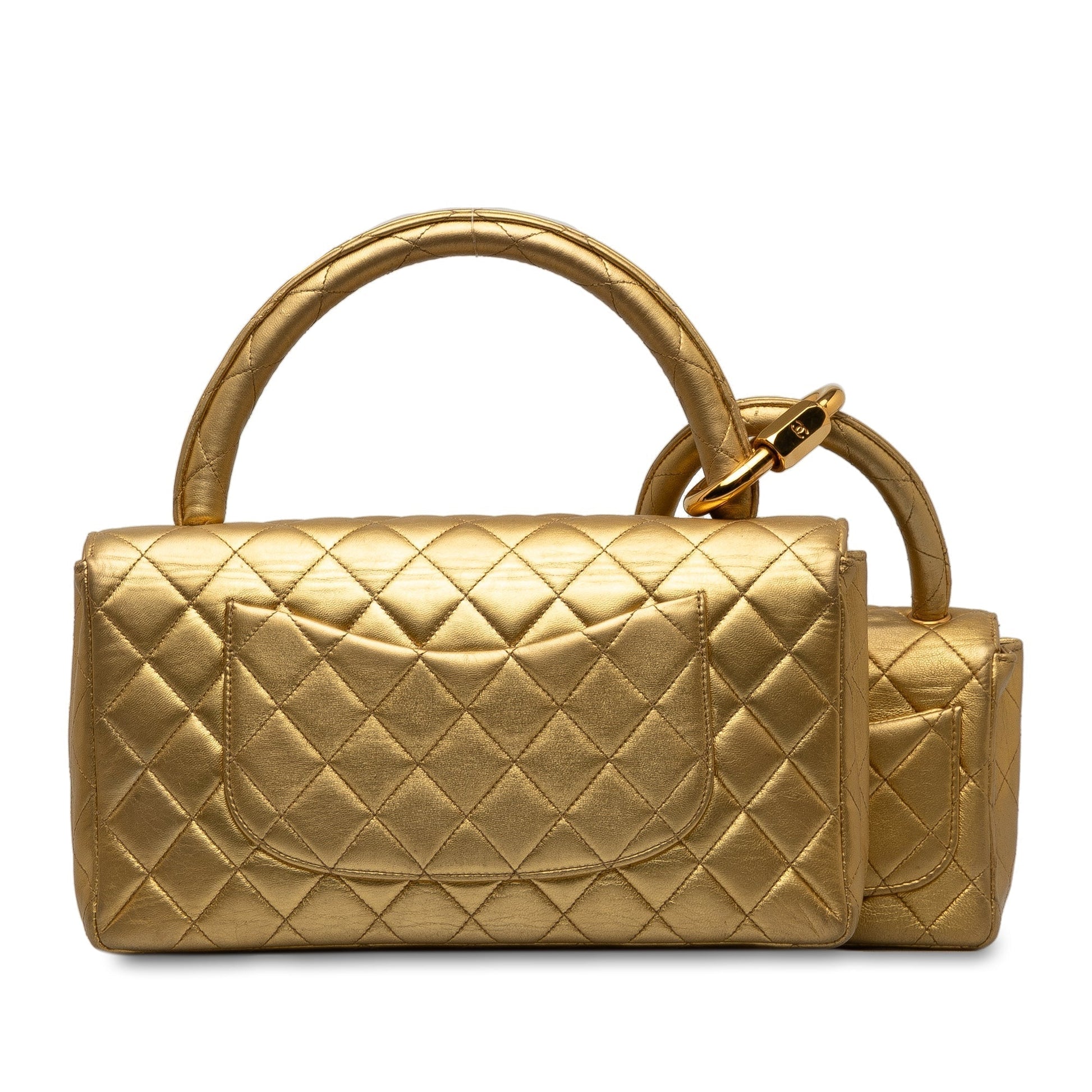 CHANEL Lambskin Parent Child Kelly Set Top Handle Bag