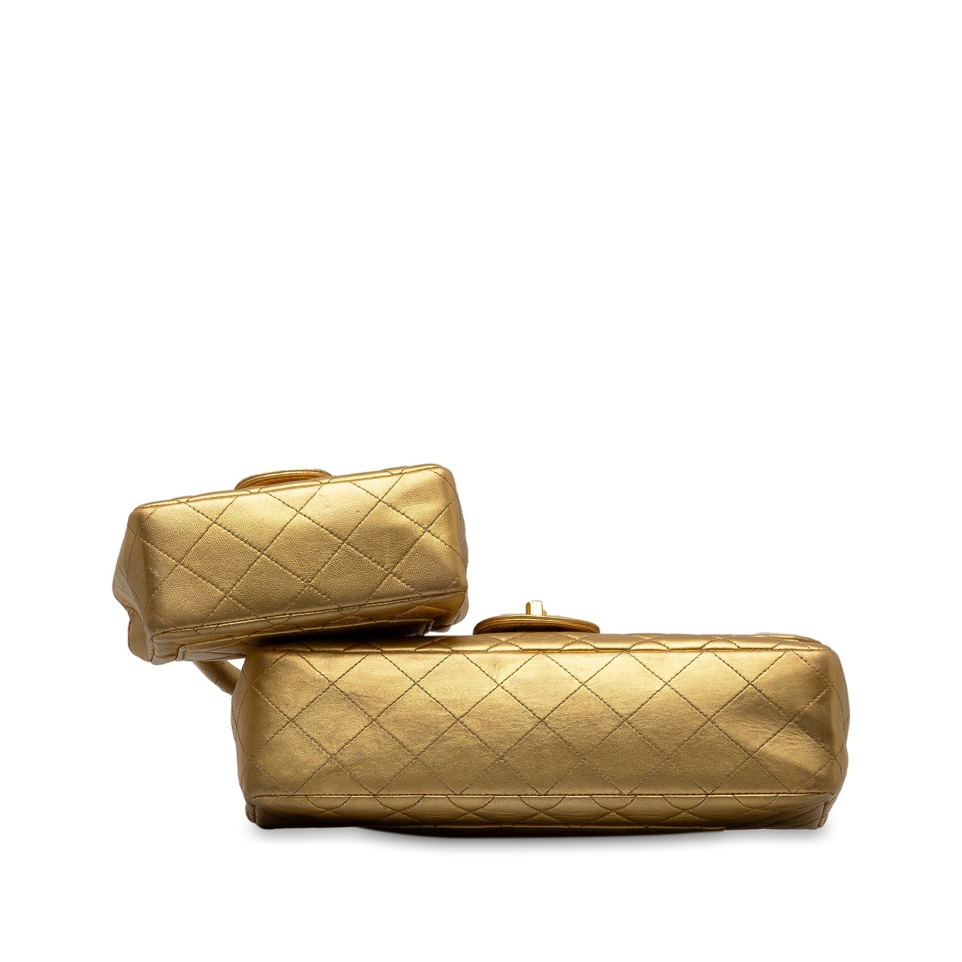 CHANEL Lambskin Parent Child Kelly Set Top Handle Bag