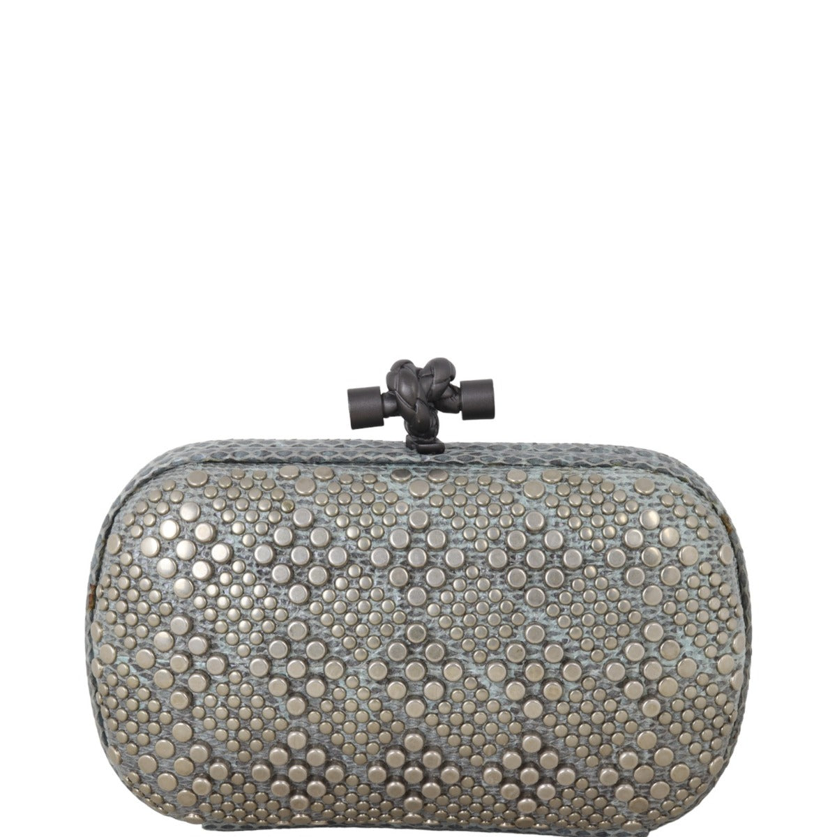 Bottega Veneta Knot Studded Python Trim Clutch Clutch Bag