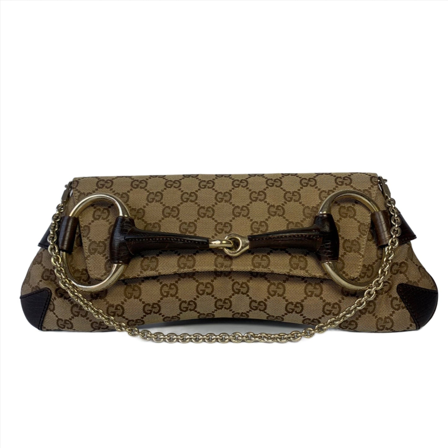 Gucci Iconic Horsebit Cloth Monogram Black Shoulder Bag Bag 2