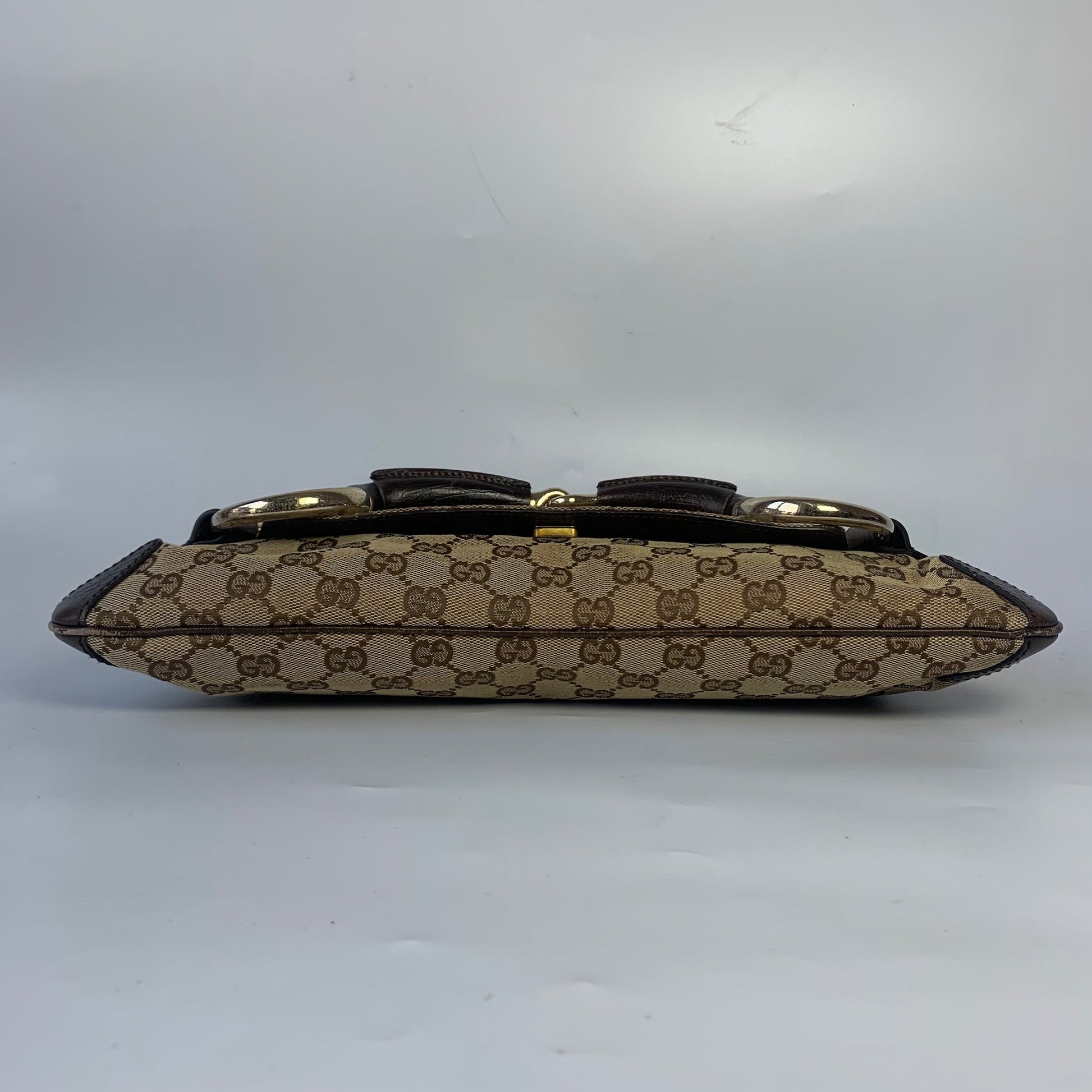 Gucci Iconic Horsebit Cloth Monogram Black Shoulder Bag Bag 2