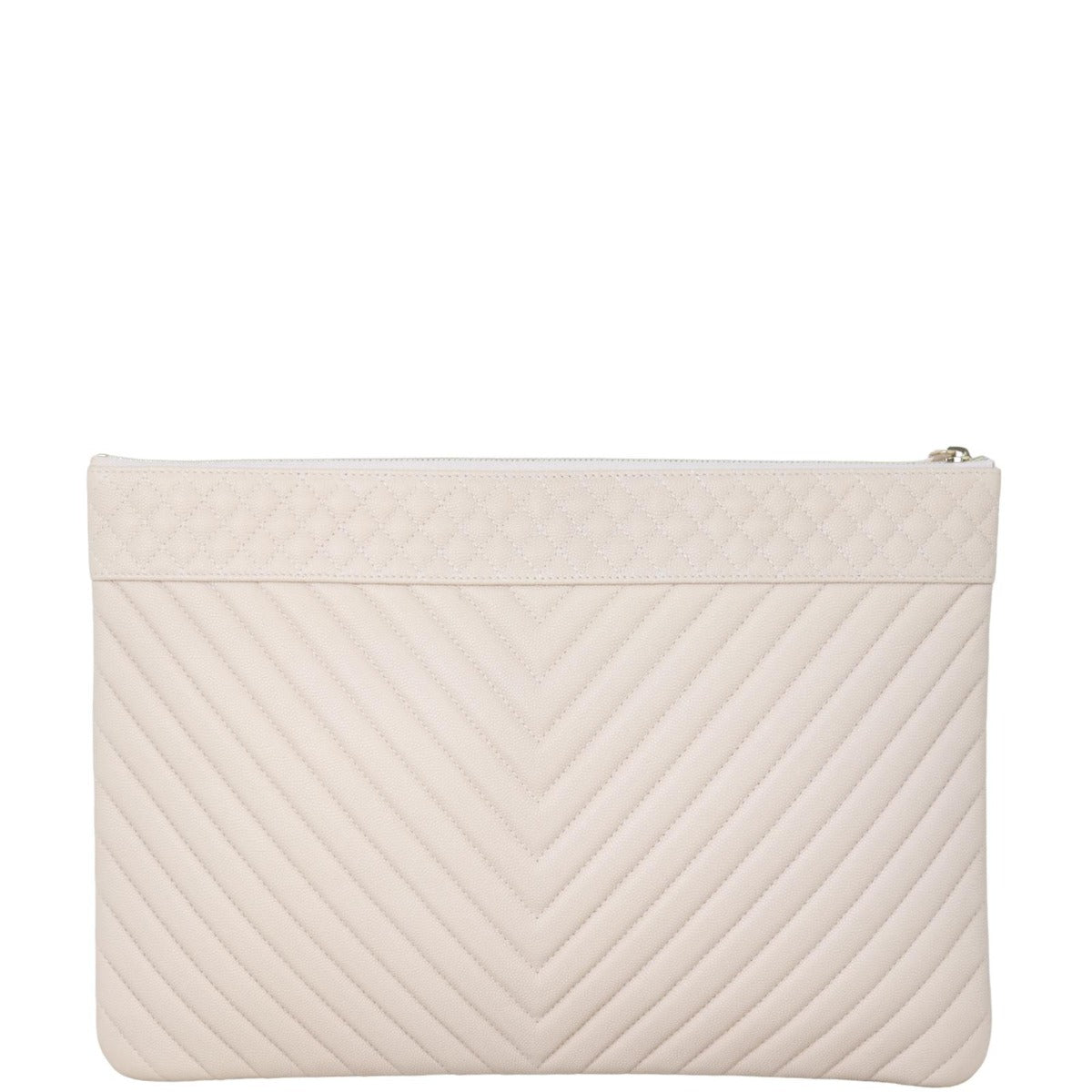 Chanel Chevron O-Case Handbag White Large