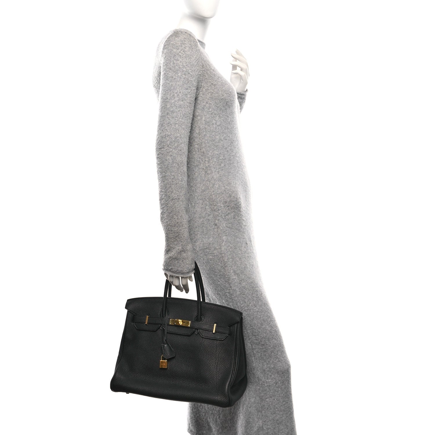 Hermes Togo Birkin Handbag Black Travel Bag 35 Black 1758413