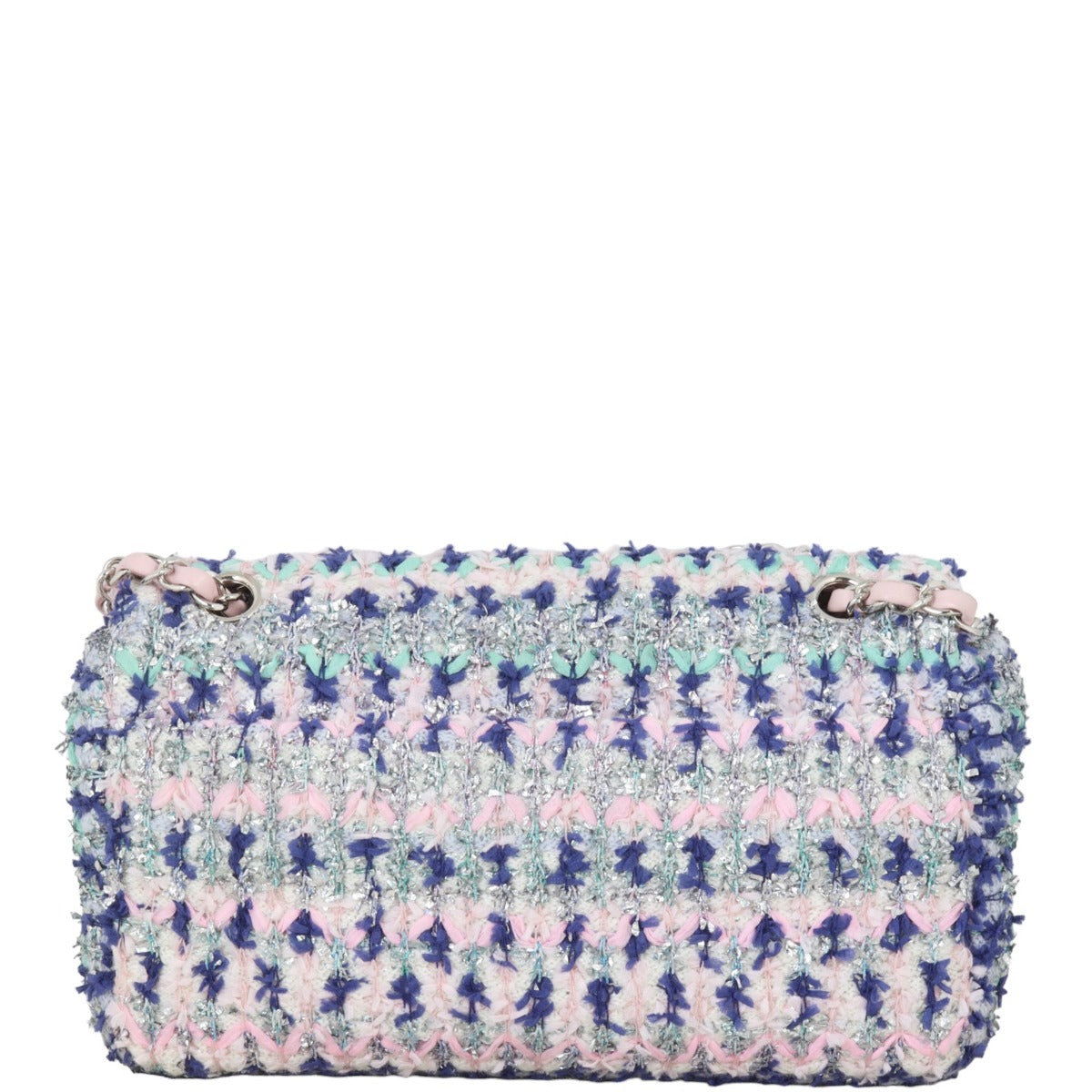 Chanel Classic Single Tweed Handbag Blue Medium Shoulder Bag