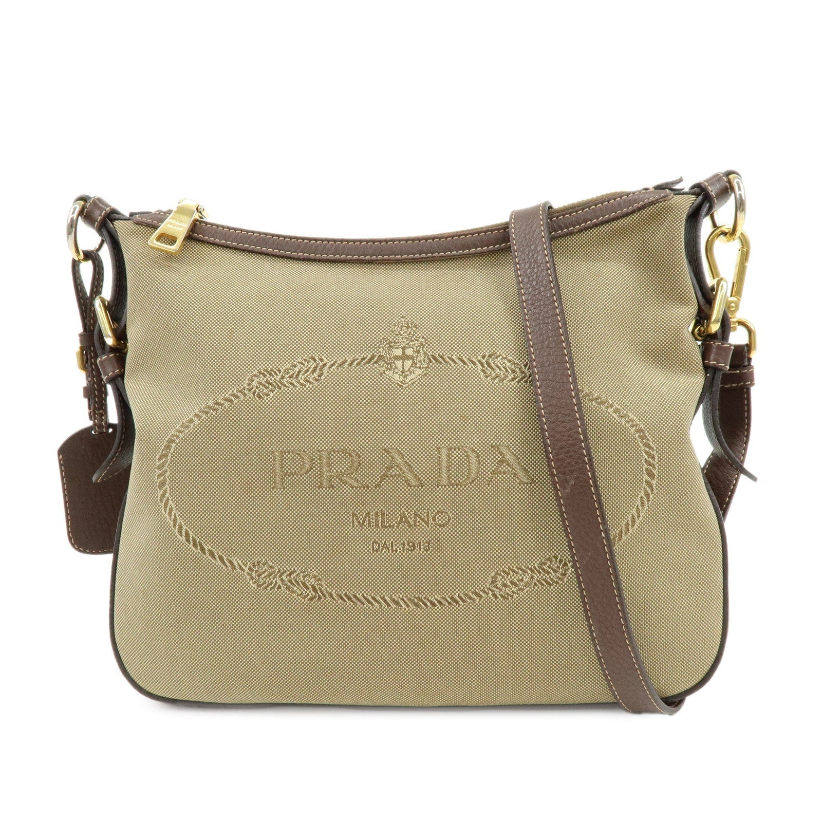 Crossbody Bag Jacguard Shoulder Bag Leather Brown Logo