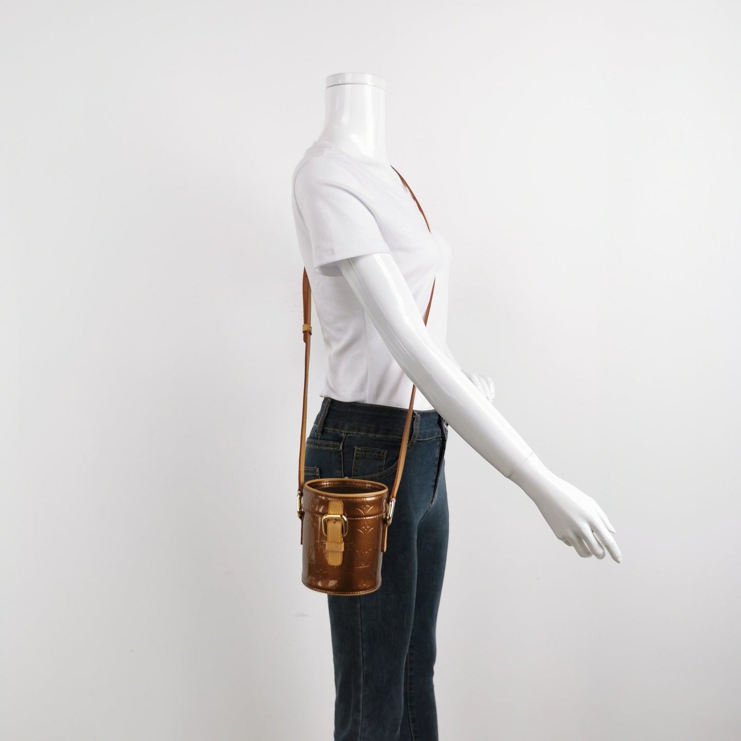 Louis Vuitton Astor Patent Burnt Bucket Leather Brown Orange Crossbody Bag
