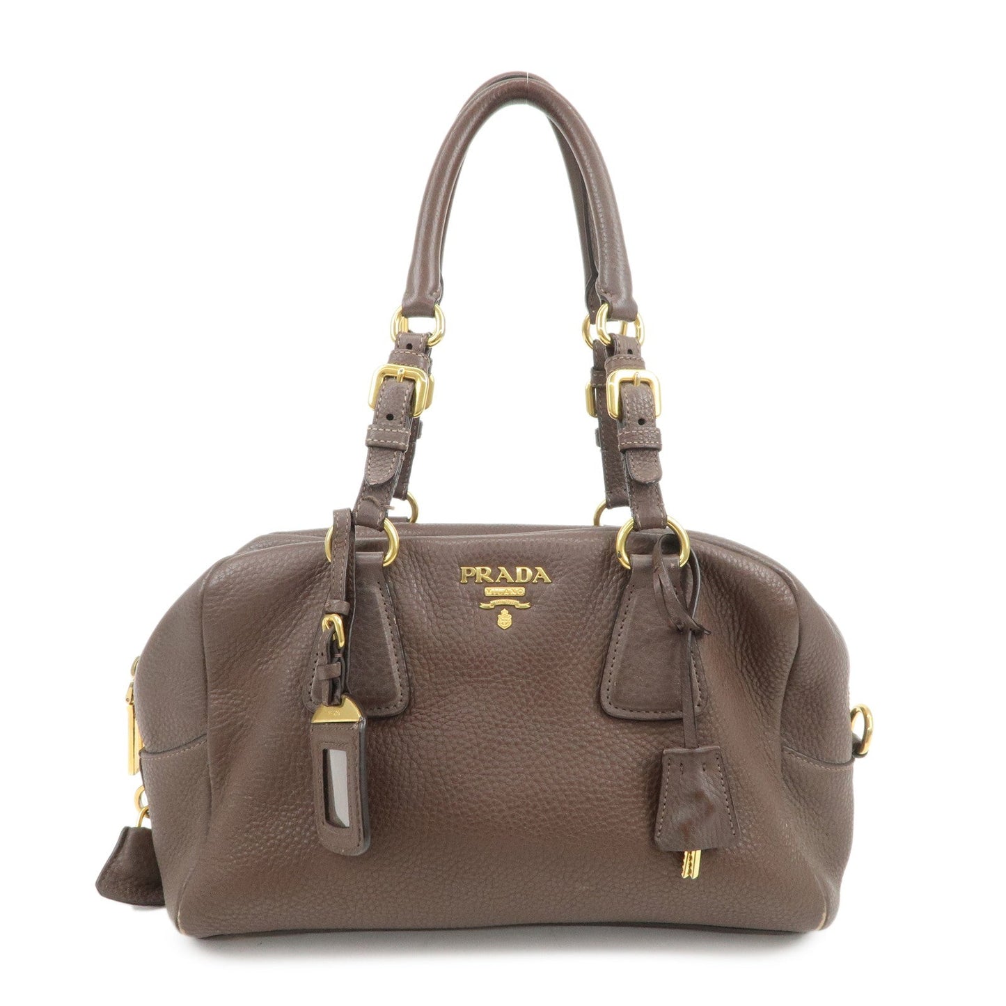 Shoulder Bag Boston Bag Hand Bag Leather Brown Logo