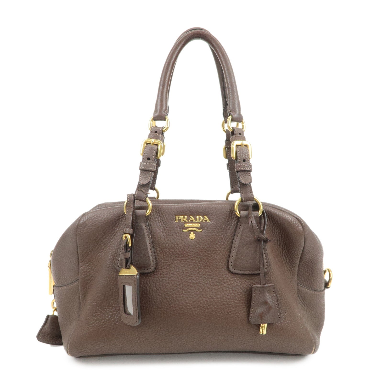 Shoulder Bag Boston Bag Hand Bag Leather Brown Logo