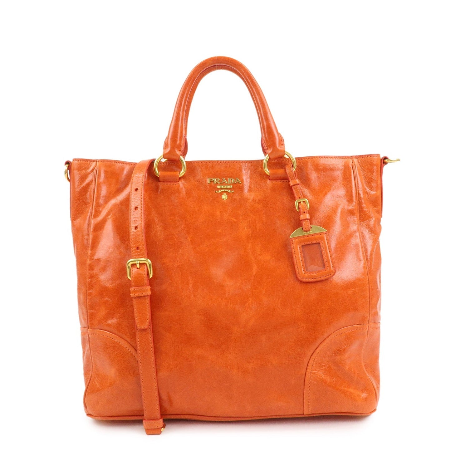 Shoulder Bag 2Way Bag Hand Bag Leather Orange Logo